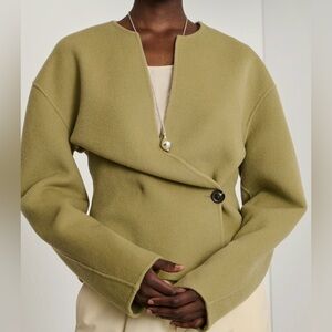 Soeur Dream Wrap Cropped Cardigan Coat in Khaki size 34/XS